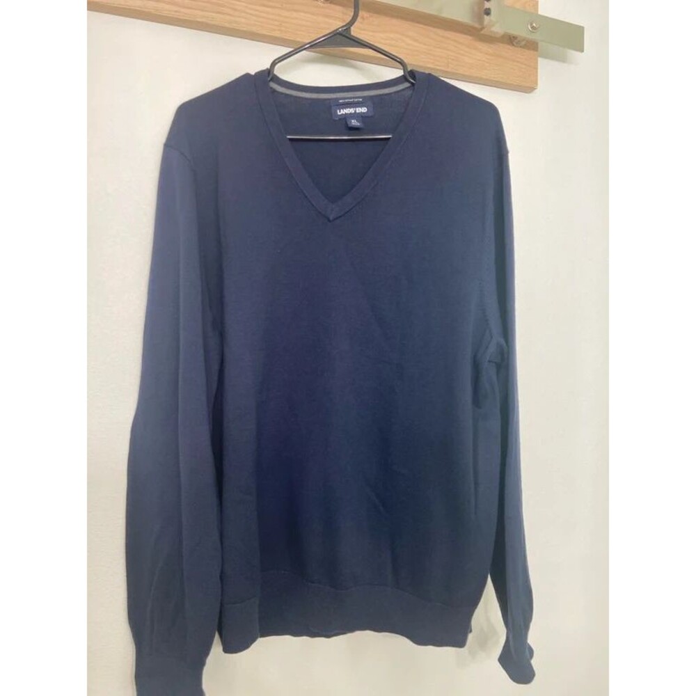 Lands end navy blue v-neck sweater Sz XL